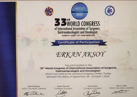 33rd WORLD CONGRESS Katılım Belgesi