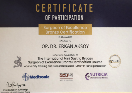 Surgeon of Excellence Bronze Certification
